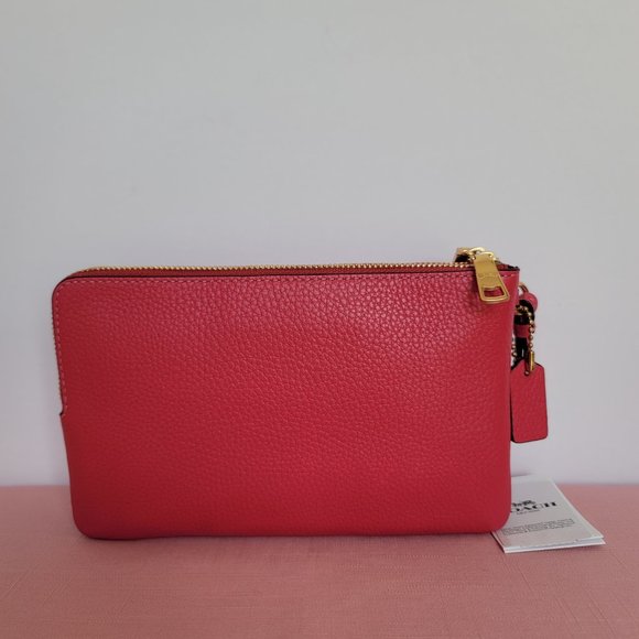 COACH Dempsey Double Zip Wristlet with Patch - Fuchsia color 🎈$98. ⭐ - Picture 6 of 16